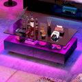 Moasis Modern Glossy Coffee Table with Drawers & LED Lights for Living Room