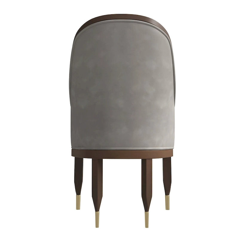 Leather Dining Chair with Arms with Rubberwood Frame Belle Series by LeisureMod