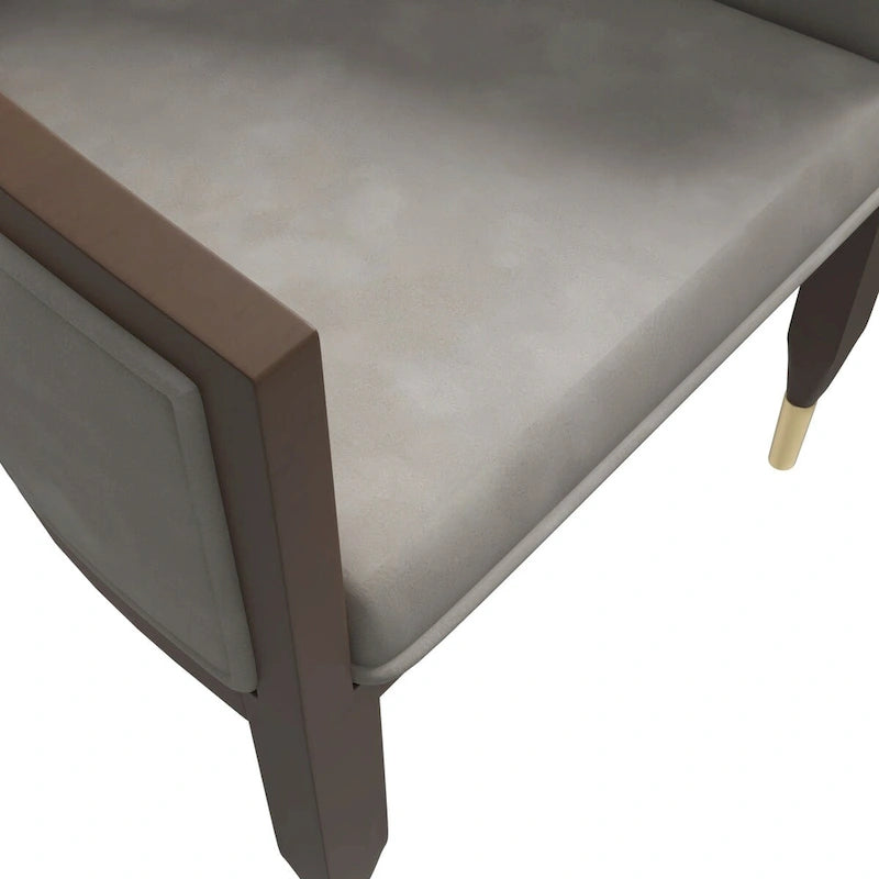 Leather Dining Chair with Arms with Rubberwood Frame Belle Series by LeisureMod