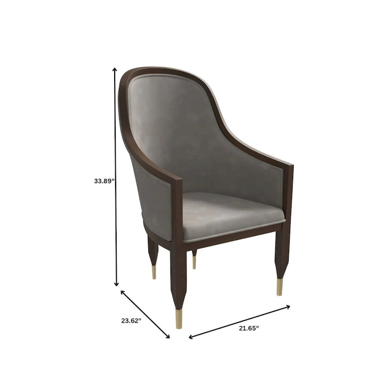 Leather Dining Chair with Arms with Rubberwood Frame Belle Series by LeisureMod