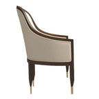 Leather Dining Chair with Arms with Rubberwood Frame Belle Series by LeisureMod