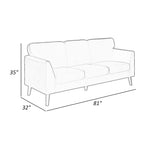 Bard 81 Inch Sofa, Yellow Velvet, Reversible Cushions, Dark Brown Wood