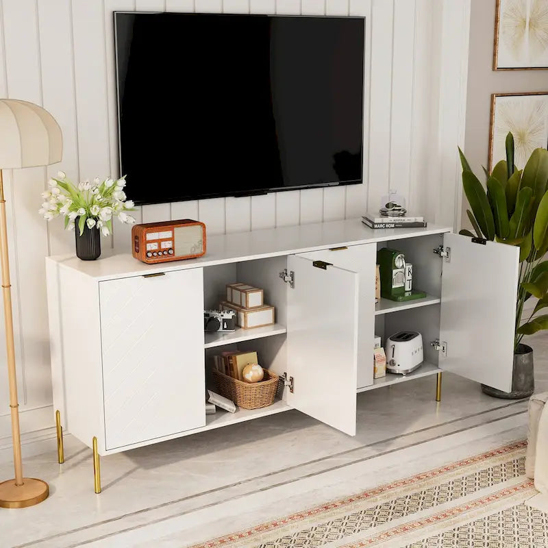 Mid-Century Four Door Storage Buffets Sideboards