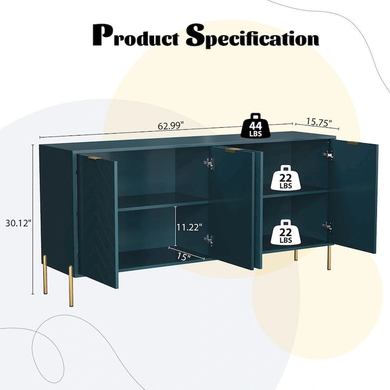 Mid-Century Four Door Storage Buffets Sideboards