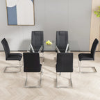 6-piece set of modern dining chairs leather soft cushion seats