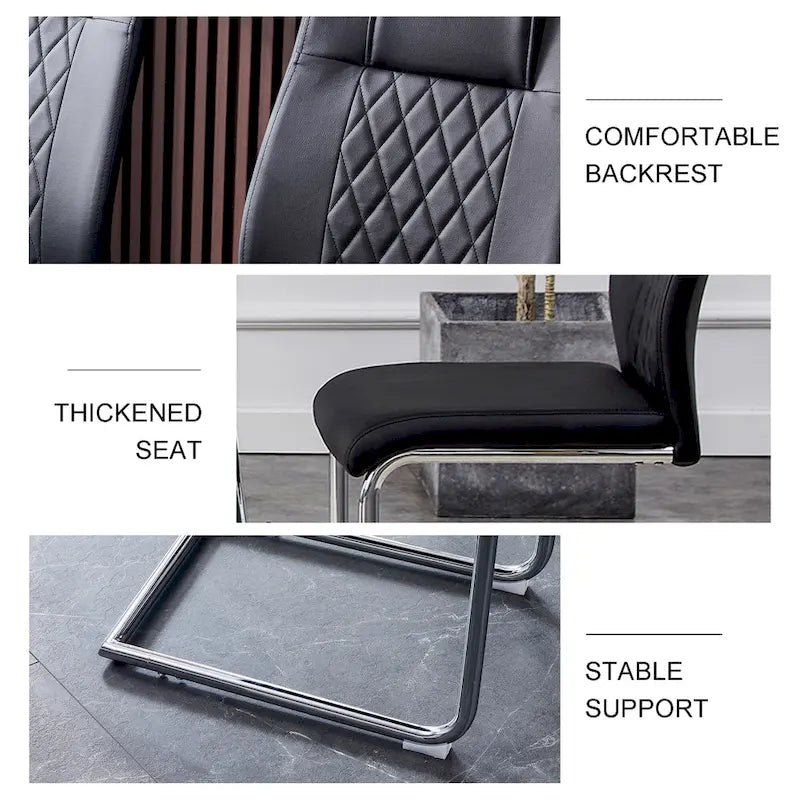 6-piece set of modern dining chairs leather soft cushion seats