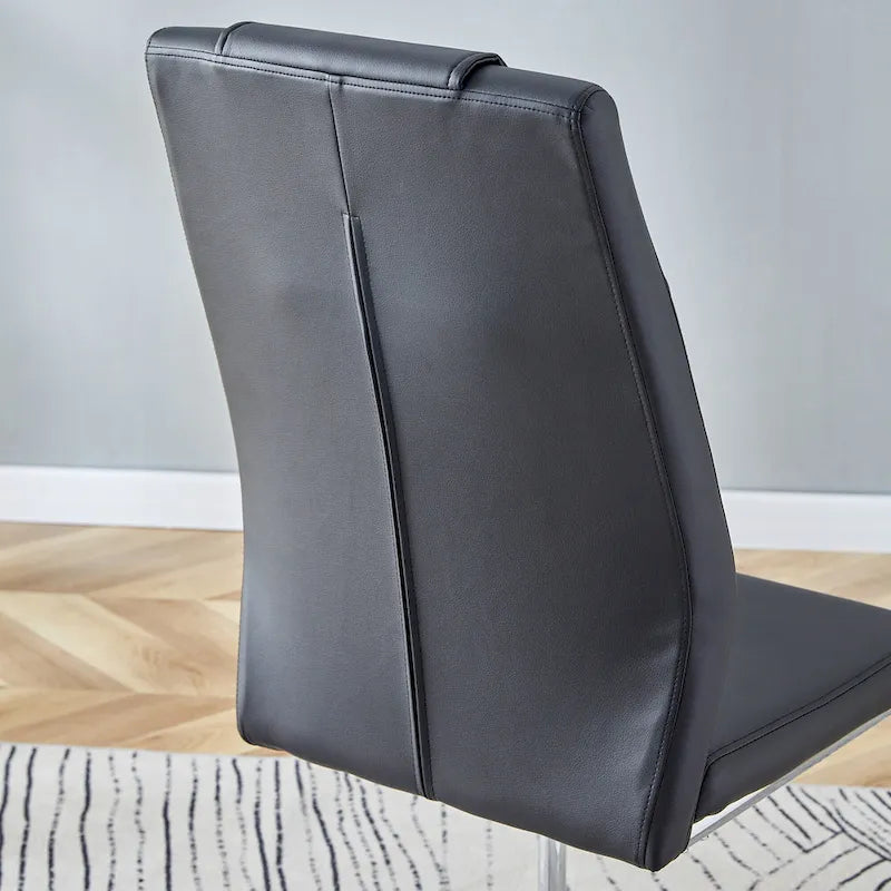 6-piece set of modern dining chairs leather soft cushion seats