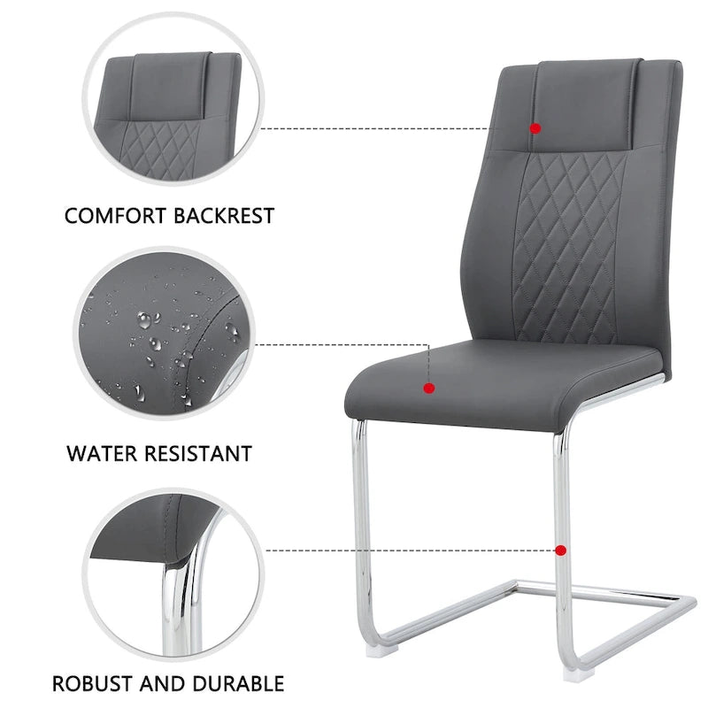 6-piece set of modern dining chairs leather soft cushion seats