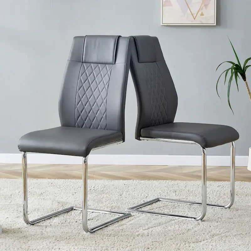 6-piece set of modern dining chairs leather soft cushion seats