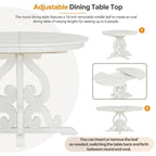 5-Piece Retro Functional Dining Set, 1 Extendable Table with a 16-inch Leaf and 4 Upholstered Chairs for Dining Room and Kitchen