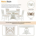 5-Piece Retro Functional Dining Set, 1 Extendable Table with a 16-inch Leaf and 4 Upholstered Chairs for Dining Room and Kitchen
