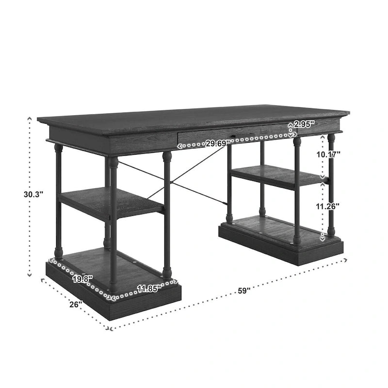 Barnstone Cornice 1-drawer Storage Writing Desk by  Artisan