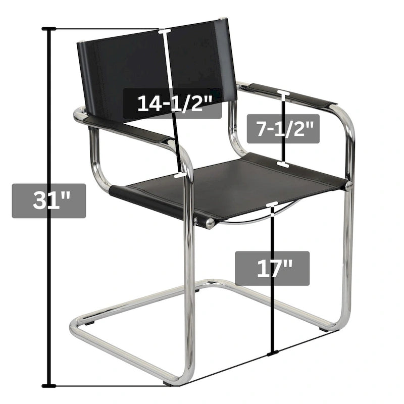 Breuer Chair Company Mart Stam Cantilever Armchair Arm Chair w/ Chrome Frame (Various Bonded Leather Colors)