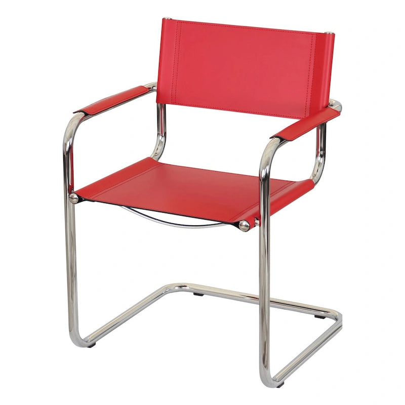 Breuer Chair Company Mart Stam Cantilever Armchair Arm Chair w/ Chrome Frame (Various Bonded Leather Colors)
