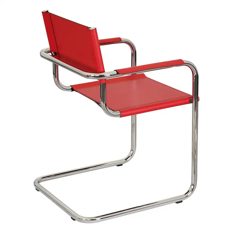 Breuer Chair Company Mart Stam Cantilever Armchair Arm Chair w/ Chrome Frame (Various Bonded Leather Colors)
