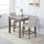 Morden Fort Farmhouse Style 3-piece Square Bar Table Set, 2 Upholstered Counter Stools with Bar Table Dining Set