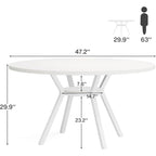 47 Inches Modern Round Dining Table for 4 - 47.2D x 47.2W x 29.9H