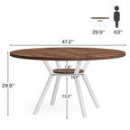 47 Inches Modern Round Dining Table for 4 - 47.2D x 47.2W x 29.9H