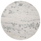 Evi 46 Inch Dining Table, Round Marble Top, Pedestal Base, Fluted, Brown