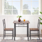 3-Piece Kitchen Dining Room Table Set Retro Brown Chair Suitable for Living Room, Kitchen