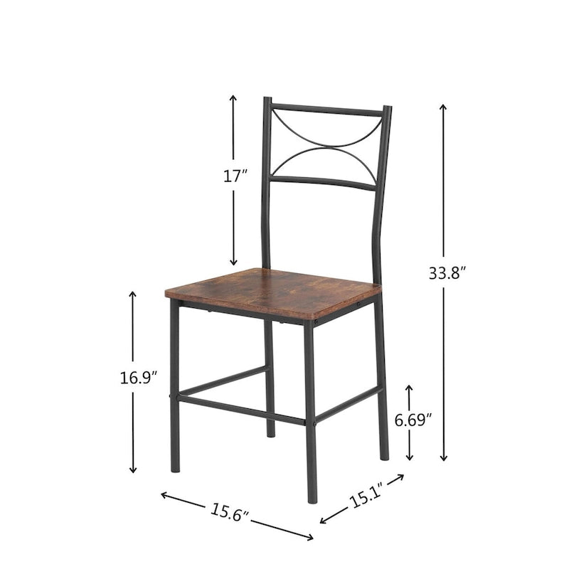 3-Piece Kitchen Dining Room Table Set Retro Brown Chair Suitable for Living Room, Kitchen