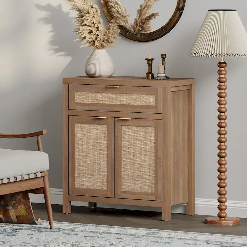 SICOTAS Farmhouse Sideboard Buffet Cabinet Set of 2 with Drawer - N/A