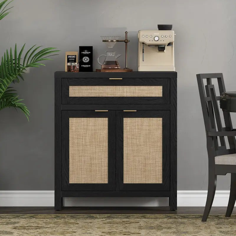 SICOTAS Farmhouse Sideboard Buffet Cabinet Set of 2 with Drawer - N/A
