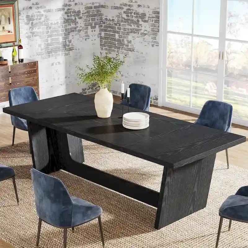 70.87 Large Farmhouse Dining Room Table for 6-8 People, Brown