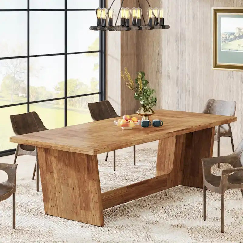 70.87 Large Farmhouse Dining Room Table for 6-8 People, Brown