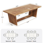 70.87 Large Farmhouse Dining Room Table for 6-8 People, Brown