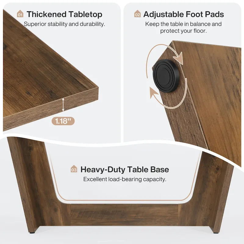 70.87 Large Farmhouse Dining Room Table for 6-8 People, Brown
