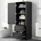 Freestanding Tall Bathroom Storage Cabinet with Door, 2 Drawers and Adjustable Shelf