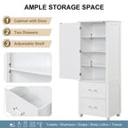 Freestanding Tall Bathroom Storage Cabinet with Door, 2 Drawers and Adjustable Shelf