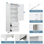 Freestanding Tall Bathroom Storage Cabinet with Door, 2 Drawers and Adjustable Shelf