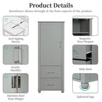 Freestanding Tall Bathroom Storage Cabinet with Door, 2 Drawers and Adjustable Shelf