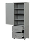 Freestanding Tall Bathroom Storage Cabinet with Door, 2 Drawers and Adjustable Shelf