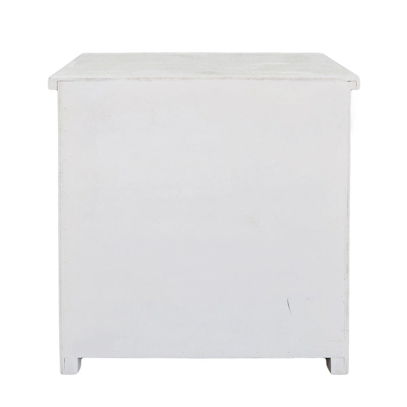 Rustic Hollow-Carved Wood Storage Cabinet with 1 Drawer and 2 Doors, Antique White, 31 H - 27.6 x 13.8 x 31