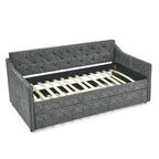 Twin Size Upholstered Tufted Sofa Bed Daybed with Twin Size Trundle