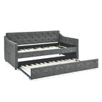 Twin Size Upholstered Tufted Sofa Bed Daybed with Twin Size Trundle