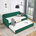 Twin Size Upholstered Tufted Sofa Bed Daybed with Twin Size Trundle
