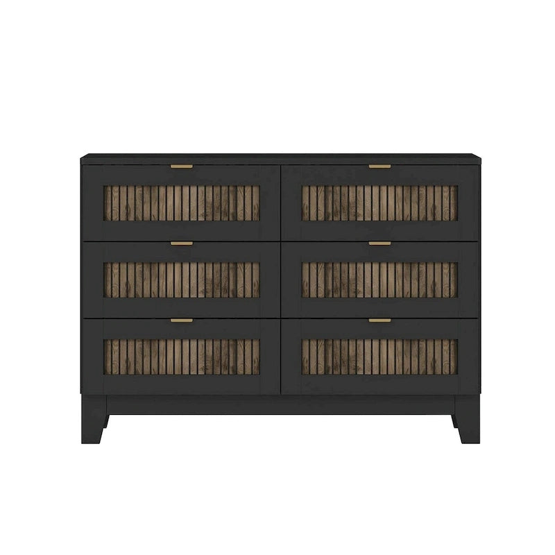 4-Piece Bedroom Set: Farmhouse Platform Bed, Nightstand, and Dresser with Metal Handles
