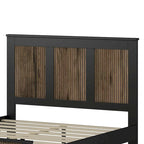 4-Piece Bedroom Set: Farmhouse Platform Bed, Nightstand, and Dresser with Metal Handles