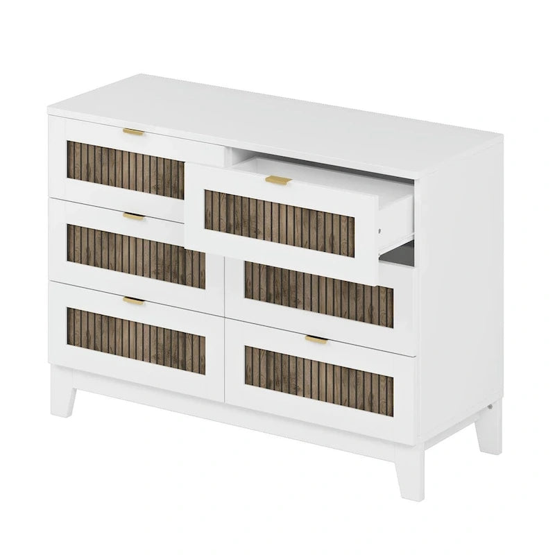 4-Piece Bedroom Set: Farmhouse Platform Bed, Nightstand, and Dresser with Metal Handles