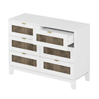 4-Piece Bedroom Set: Farmhouse Platform Bed, Nightstand, and Dresser with Metal Handles