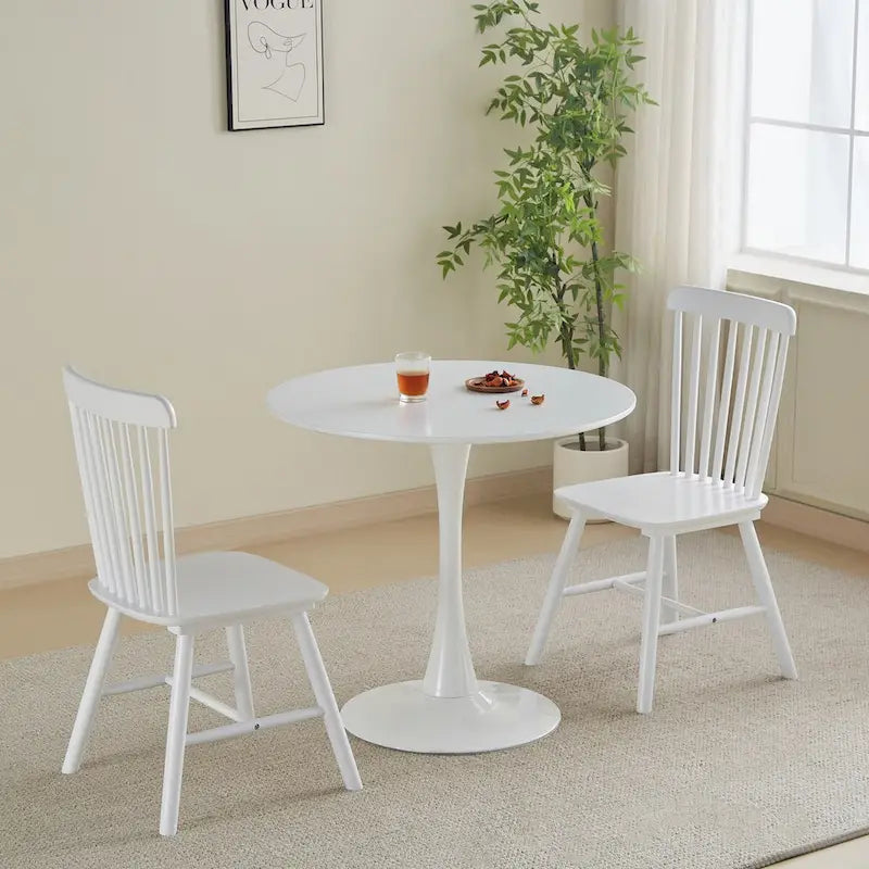 Round Dining table Modern kitchen table 31.5-inch tulip design with pedestal, medieval casual table seating 2 to 4 people