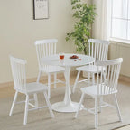 Round Dining table Modern kitchen table 31.5-inch tulip design with pedestal, medieval casual table seating 2 to 4 people