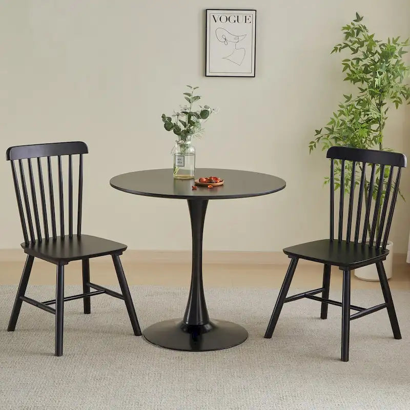 Round Dining table Modern kitchen table 31.5-inch tulip design with pedestal, medieval casual table seating 2 to 4 people