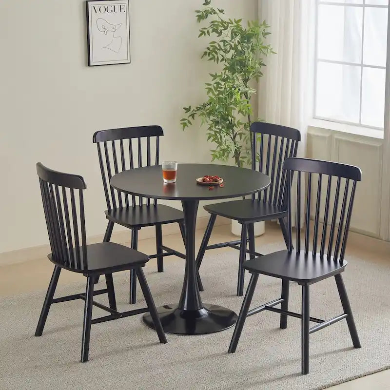Round Dining table Modern kitchen table 31.5-inch tulip design with pedestal, medieval casual table seating 2 to 4 people