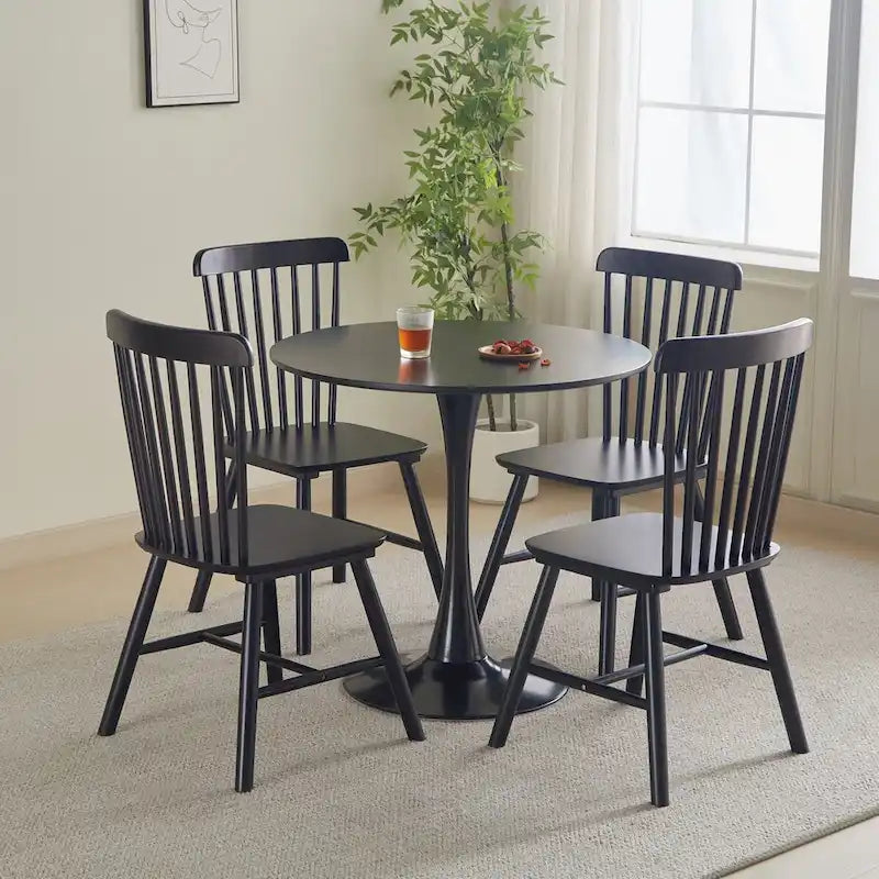 Round Dining table Modern kitchen table 31.5-inch tulip design with pedestal, medieval casual table seating 2 to 4 people