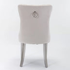 Velvet Upholstered Dining Chair with Nailhead Trim and Stainless Steel Silver Plated Leg Set of 2